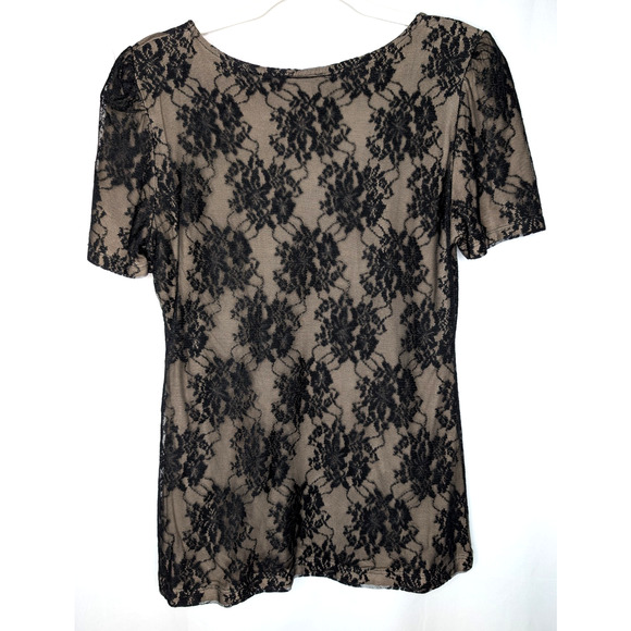 VTG Y2K H&M Black Floral Lace Whimsigoth Dark Fairy Victorian Sheer Layered Top - Picture 4 of 7